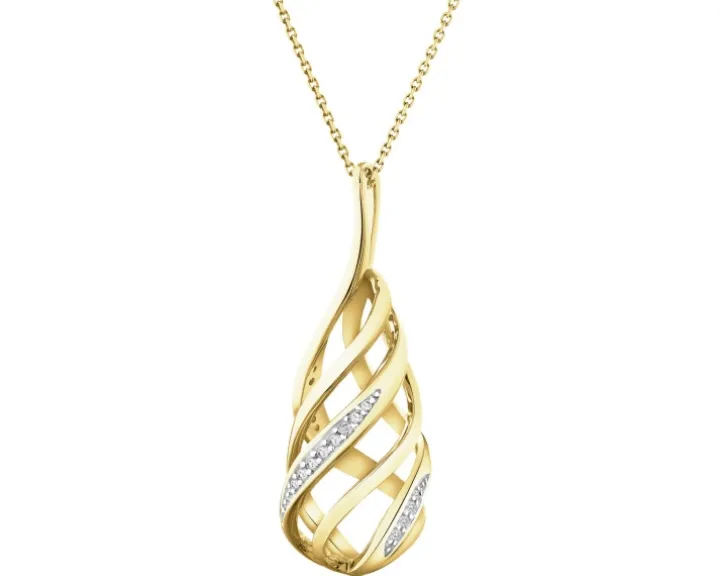 Zawieszka z żółtego złota z diamentami - 0,04 ct - próba 585