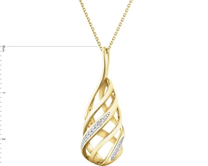 Zawieszka z żółtego złota z diamentami - 0,04 ct - próba 585