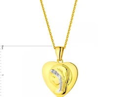 Zawieszka z żółtego złota z diamentami - medalik Matka Boska, serce - 0,006 ct - próba 375