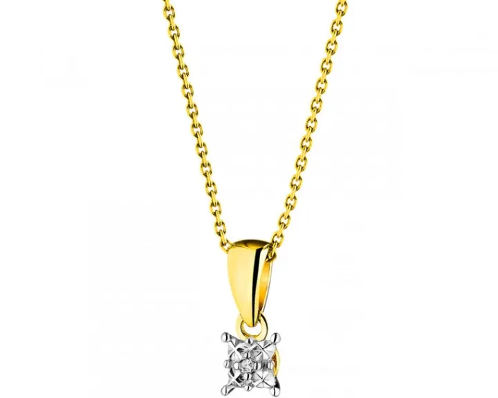 Zawieszka z żółtego złota z diamentem - 0,003 ct - próba 375