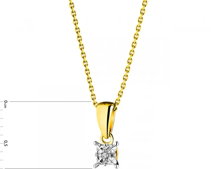 Zawieszka z żółtego złota z diamentem - 0,003 ct - próba 375