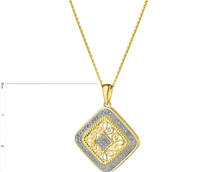 Zawieszka z żółtego złota z diamentami - 0,15 ct - próba 585