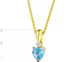 Zawieszka z żółtego złota z diamentem i topazem - serce - próba 375