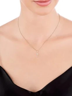 Zawieszka z żółtego złota z diamentami - krzyż - 0,05 ct - próba 585