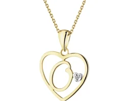 Zawieszka z żółtego złota z diamentami - 0,15 ct - próba 585