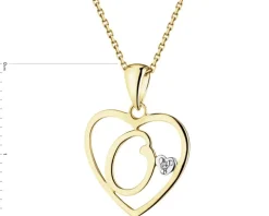 Zawieszka z żółtego złota z diamentami - 0,15 ct - próba 585