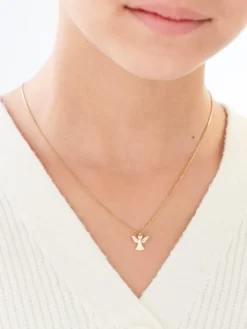 Zawieszka z żółtego złota z diamentem - aniołek - 0,002 ct - próba 375