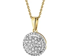 Zawieszka z żółtego złota z diamentami - 0,24 ct - próba 585