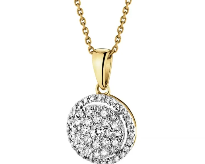 Zawieszka z żółtego złota z diamentami - 0,24 ct - próba 585
