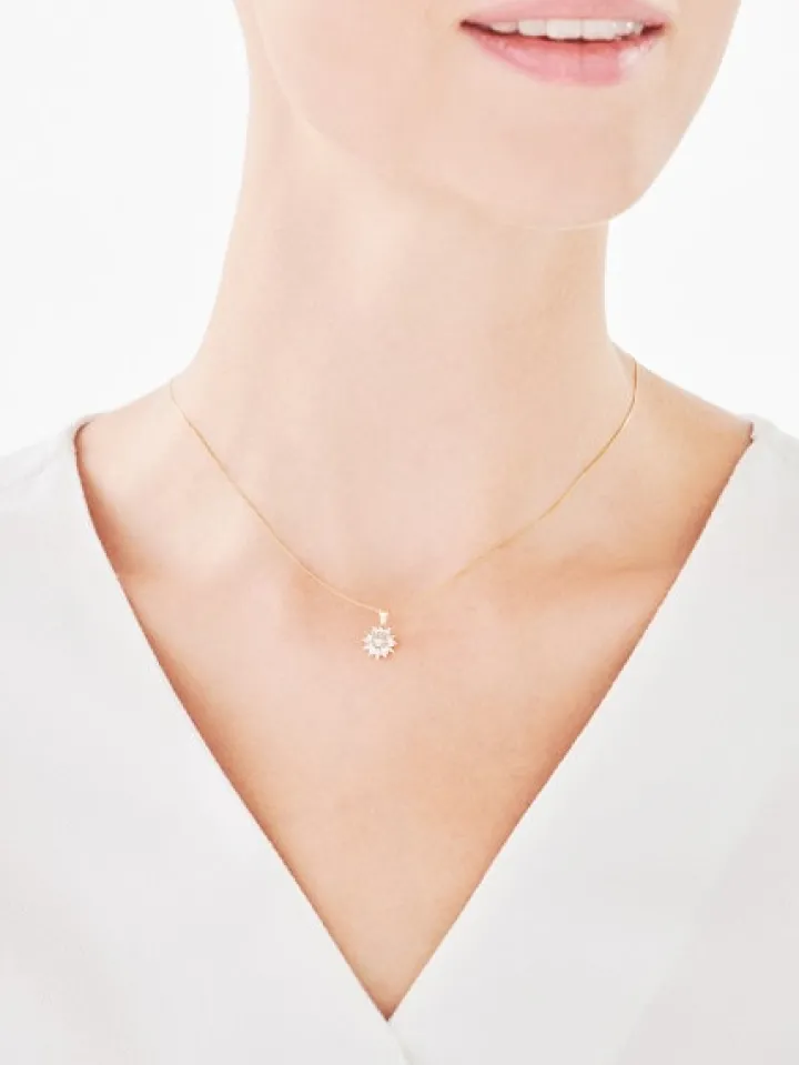 Zawieszka z żółtego złota z diamentem - 0,005 ct - próba 585