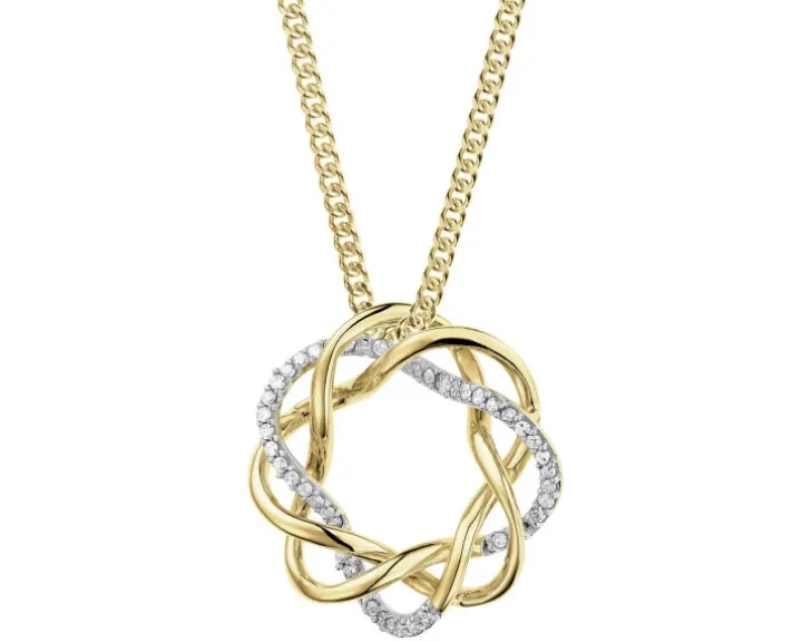 Zawieszka z żółtego złota z diamentami - 0,10 ct - próba 585