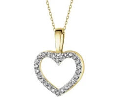 Zawieszka z żółtego złota z diamentami - serce - 0,06 ct - próba 585