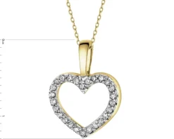 Zawieszka z żółtego złota z diamentami - serce - 0,06 ct - próba 585