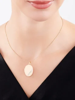 Zawieszka z żółtego złota z diamentem - puzderko - 0,005 ct - próba 585