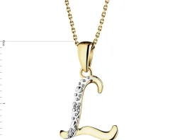 Zawieszka z żółtego złota z diamentem - litera L - 0,003 ct - próba 375