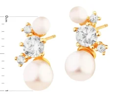 Zlote kolczyki z perłami i cyrkoniami