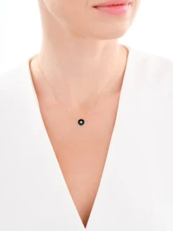 Zloty naszyjnik z cyrkoniami i emalią, ankier