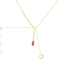 Zloty naszyjnik z cyrkonią, ankier - serce