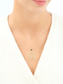 Zloty naszyjnik z cyrkonią - rozeta