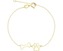 Złota bransoletka - kość, łapka