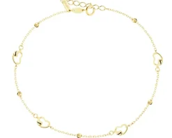 Złota bransoletka - serca, kulki