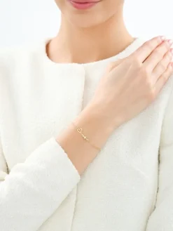 Złota bransoletka - serce, kulki