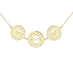 Złota bransoletka, ankier -  nieskończoność, serca