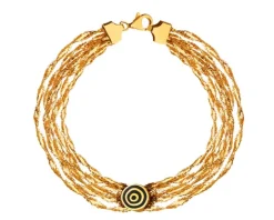 Złota bransoletka elastyczna z emalią i zapięciem