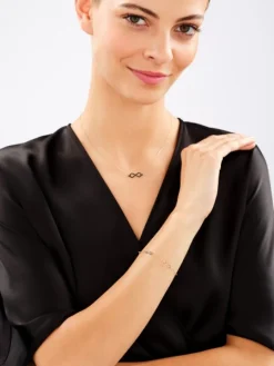 Złota bransoletka i naszyjnik z malowanymi elementami ozdobnymi - komplet - nieskończoności