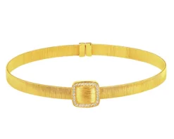 Złota bransoletka sztywna z cyrkoniami