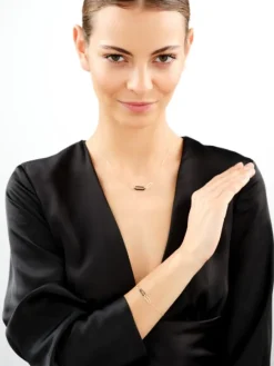 Złota bransoletka z agatem - paper clip