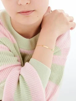 Złota bransoletka z blaszką i emalią, ankier - lama