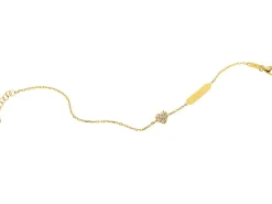 Złota bransoletka z blaszką i cyrkoniami - serce