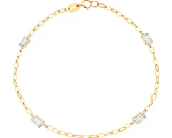 Złota bransoletka z cyrkoniami, ankier