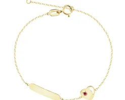 Złota bransoletka z cyrkonią i blaszką - serce