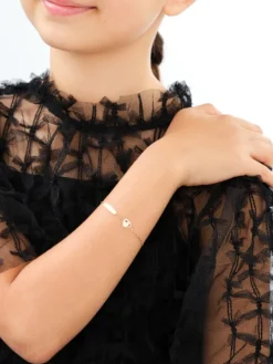 Złota bransoletka z cyrkonią i blaszką - serce