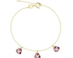 Złota bransoletka z cyrkoniami - serca