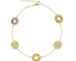 Złota bransoletka z cyrkoniami - rozety