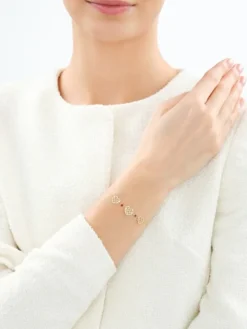 Złota bransoletka z cyrkoniami - serca