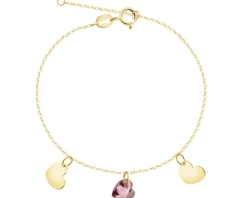 Złota bransoletka z cyrkonią - serca