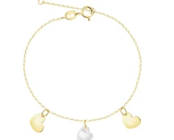 Złota bransoletka z cyrkonią - serca