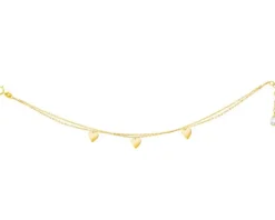 Złota bransoletka z cyrkonią, ankier - serca