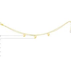 Złota bransoletka z cyrkonią, ankier - serca