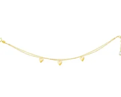 Złota bransoletka z cyrkonią, ankier - serca