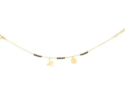 Złota bransoletka z cyrkoniami, ankier - samolot, koło