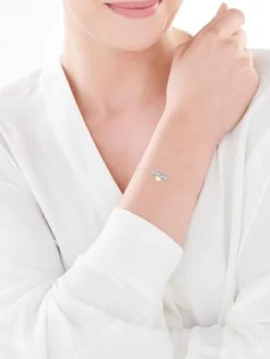 Złota bransoletka z emalią, ankier - serce