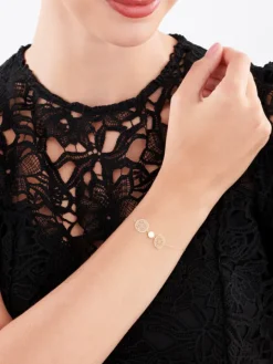 Złota bransoletka z emalią, ankier - rozety