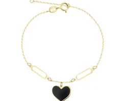 Złota bransoletka z emalią - serce