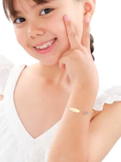 Złota bransoletka z emalią i blaszką, ankier - samolot