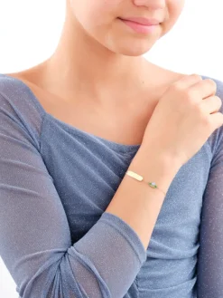 Złota bransoletka z emalią i blaszką, ankier